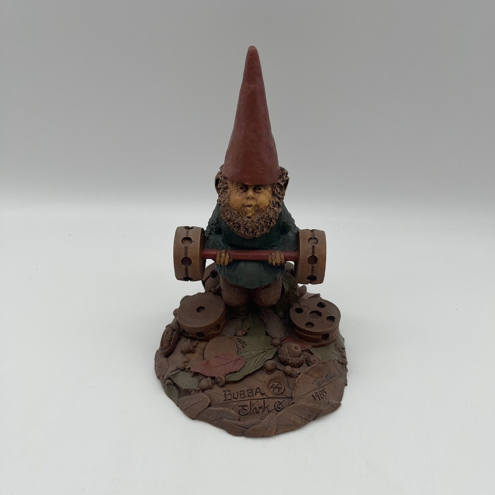 Tom Clark Bubba Gnome Weightlifting Figurine 1985 SIGNED, COA, ORIGINAL BOX